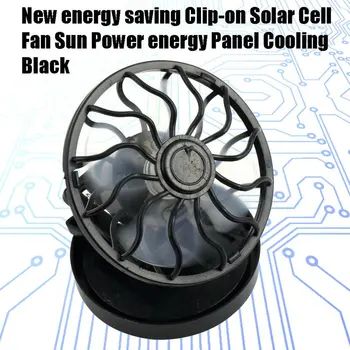 Energi Spare Clip-on Solar Power Cell Fan solenergi Panel Køling Cool Sort Bærbare Sommer For at Rejse Fiskeri, Klatring