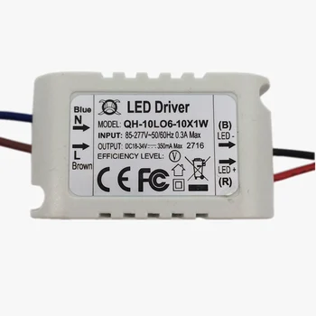 2 Stk LED 10W AC85-277V LED Driver 6-10x1W 300mA DC18-34V Max PF LED Energiforsyning ConstantCurrent CeilingLamp