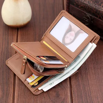 Mænds Korte Wallet Pu Læder Multi Card Holder Retro Tegnebog Mode Zip Wallet Mønt Pung Tri-fold Tegnebog 2021 Nye Бумажник