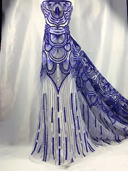 Den nyeste mode design guld pailletter 5 m Afrikanske lace fabrics høj kvalitet Indisk silke George lace fabrics guld bryllup