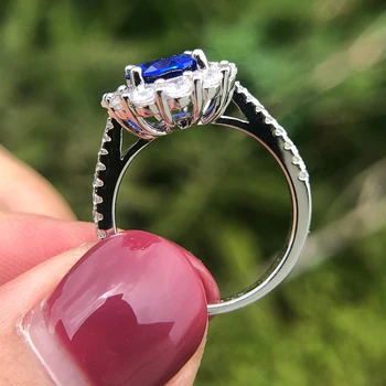 Knobspin 925 Sterling Sølv Bryllup Safir Ringe Til Kvinder Med Højt Kulstofindhold Diamant Jubilæum Part Fine Smykker Gave