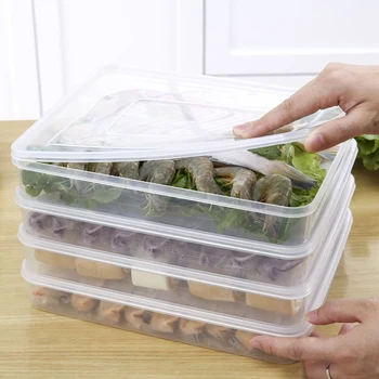 Husholdning mad-grade køleskab opbevaringsboks enkle stærke stor kapacitet dybfrosne bolle box med låg, multi-lag skuffe