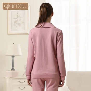 Qianxiu Pyjamas Modal Bomuld Pyjamas Sæt Til Kvinder Casual Patchwork Hjem beklædning Par Matchende Lounge Wear 1501