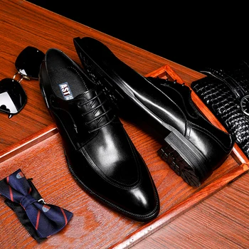 Phenkang herre formelle sko i ægte læder oxford sko til mænd sort kjole sko bryllup sko snørebånd af læder brogues 2020