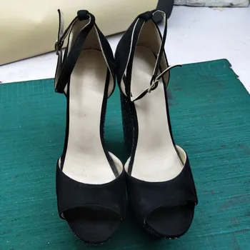 Shofoo sko. ny mode kvinders sko, ruskind, dame sandaler, ca 14,5 cm kile sandaler, kvinder ' s sko. STØRRELSE:34-45