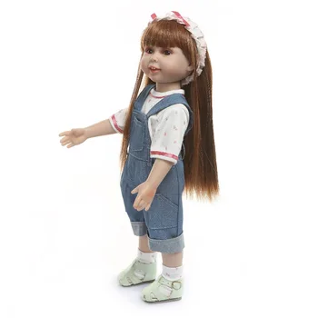 American Doll Legetøj 18 tommer 45cm Silikone Baby Pige Dukke gave, Mode, børn bebe genfødt Legekammerat Brinquedo