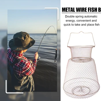 25x44cm Sammenklappelig Stål Wire Fiskeri Bure Metal Net fiskekurv for Fisk plantebeskyttelsesmidler Udendørs Krabbe Fiskeri Tackle