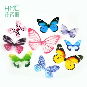 Hot Sælger Simulering Butterfly Garn Gaze Vinger Charms Vedhæng Tilfældigt Blandet Farve til Halskæde Øreringe Smykker Tilbehør