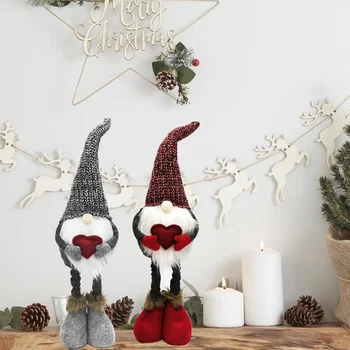 Jul Dukker Xmas Tree Decor Nye År Ornament Rensdyr Snemand Santa Claus Stående Dukke Dekoration 1