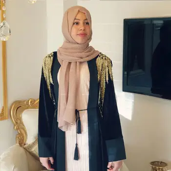 Muslimske Kvinder Mode Maxi Kjole Plus Size Kjole Broderi Abaya Åben Cardigan Dubai Paryer Ramadan Casual Kaftan Lang Abaya
