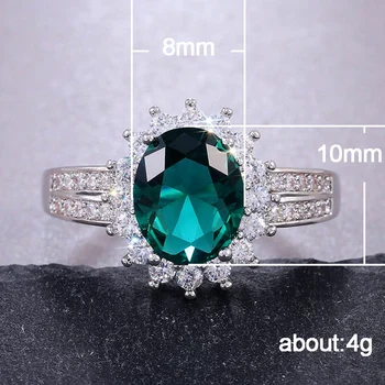BIJOX HISTORIE Luksus Sølv 925 Ring med 8*10mm Smaragd-Ædelsten Fine Smykker til Kvinder Bryllup, Jubilæum Part, Ring Engros