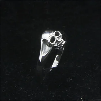 Kvinder 925 Sølv Ring Mini Cool-Skull-Ring Top Kvalitet Damer Biker Hule Skeleton Ring