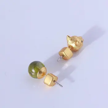 Søde styling grøn krystal kugle asymmetrisk mini-stud