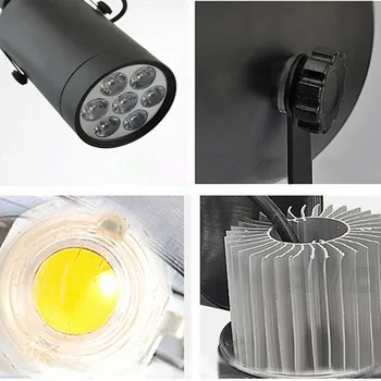 Lav pris!! 7W LED Track lys 7*1W LED Spotlight, Spor led spot lampe AC85~265V,Sort/hvid krop DHL/Fedex Gratis forsendelse