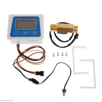 LCD-display Digital flow meter+ Messing flow sensor temperatur måling YF-B7 Hall sensor meter