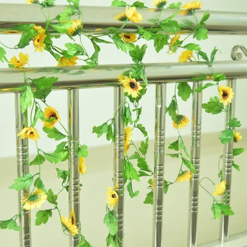 Solsikke Blomst Vin Efterligning Blomster 12 Solsikke Reel Dekoration Rattan Hjem Pipeline Snoede Chrysanthemum Rattan