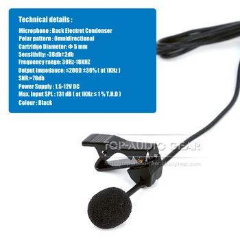 Lavalier Revers Tie-Clip-On Mikrofon For Sennheiser SR2000 EK 2000 EM6000 SK6000 ew112 G3 Trådløse Mikrofon-System Bodypack