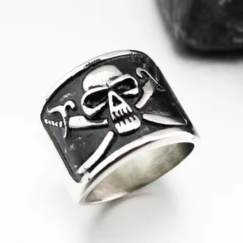 Nye Retro Pirate Skull Mønster Ring Mænds Mode Ring Metal Skull Ring Viking Smykker Party Gave
