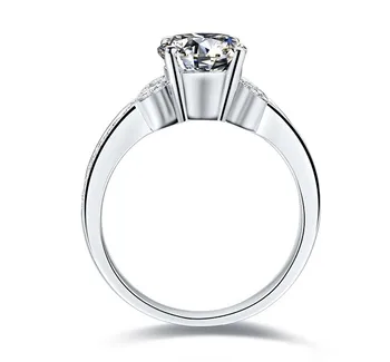 Fremragende Design 2C Strålende Moissanite Kvindelige Ren 18K Hvide Guld Ring i Høj Kvalitet Standard Fin Løfte Smykker Til Dame