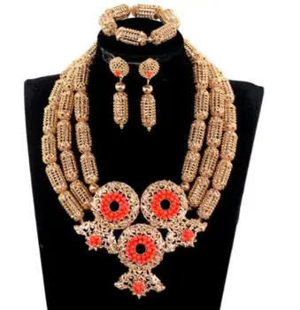 Mode Nigerianske Coral Perler Kvinder Smykker Sæt Ægte, Naturlig Coral Perle Afrikansk Bryllup Brude Smykker Sæt Gave Smykker CNR851
