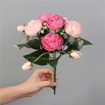 30cm Rosa Silke-Pæon Falske Hoved 4 Bryllup Hjem for Stor og en Buket indendørs Blomster, 5 Dekoration, Kunstige Blomster Bud Billige