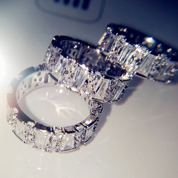 1 stk/sæt Mode Sølv Farve Ring for Kvinder, Bryllup, Engagement, Jubilæum Pige Gave Elegant Krystal Zircon Ring Smykker O4T335