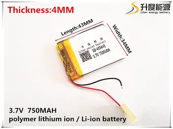 5pcs [SD], 3,7 V,750mAH,[403443] Polymer lithium-ion / Li-ion batteri til TOY,POWER BANK,GPS,mp3,mp4,mobiltelefon,højttaler