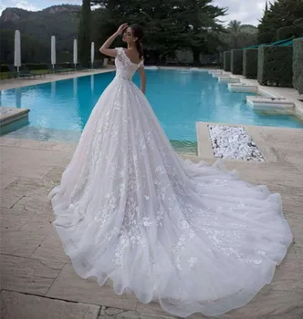 Købe Luksus bolden kjole brudekjoler 2020 elegant off skulder pynt blonder ruched flæser brudekjoler vestidos de noiva < Bryllupper Arrangementer \ Loneabrahamsen.dk