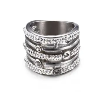 Unikt Geometriske Zirkonia Krystal, Rustfrit Stål Ring for Kvinder, Damer, Mænd Fashion Party Finger Lugning Ringe Smykker