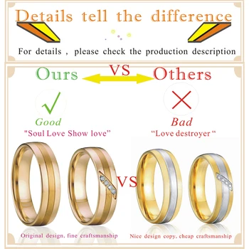 Kærlighed Alliancer Klassiske ægteskab hans og hendes Par vielsesringe til mænd og kvinder, Guld Farve Eco rustfrit stål smykker