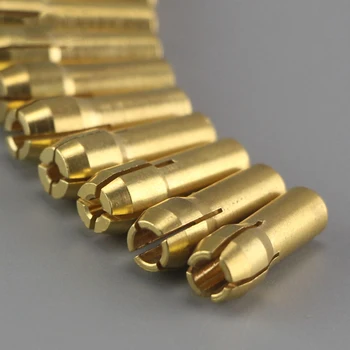 Mini Drill Messing spændetang for Dremel Roterende Værktøj 6stk 1-3.2 mm Messing med M8x0.75mm Sort Møtrik for Dremel Tilbehør