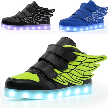 Købe Børn drenge pige lys sko højt op øverste vinger læder sko usb-genopladelige sneakers piger danse lys nætter sko < Kvinders Sko \ Loneabrahamsen.dk