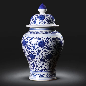Købe Jingdezhen håndlavede smykker i blå hvid porcelæn krukke til opbevaring pot kinesiske stil stue indretning keramisk krukke < Pynt \ Loneabrahamsen.dk